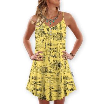 Space Ships Star Wars Yellow - V-Neck Sleeveless Cami Dress | Newhawaiianshirts CA