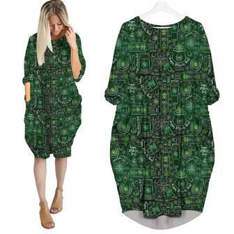 St Patrick's Day Green Beer Shamrock Long Sleeve Midi Dress | Newhawaiianshirts UK