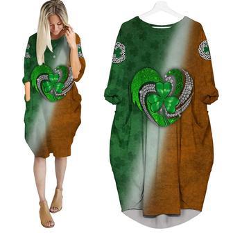 St Patrick's Day Shamrock Heart Long Sleeve Midi Dress | Newhawaiianshirts AU