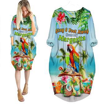 Stay 6 Feet Away From My Margarita Parrot Tropical Long Sleeve Midi Dress | Newhawaiianshirts UK