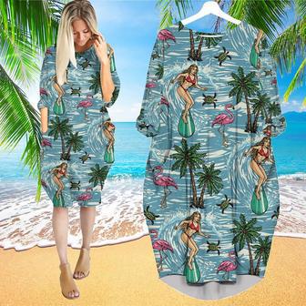 Surfing Vintage Sleeve Midi Dress | Newhawaiianshirts AU