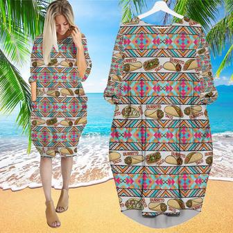 Taco And Burrito Mexican Long Sleeve Midi Dress | Newhawaiianshirts