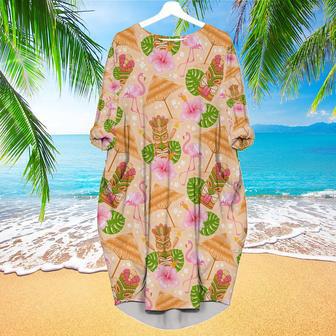 Tiki Mask Tropical Summer On Paradise Beach Long Sleeve Midi Dress | Newhawaiianshirts