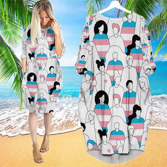 Transgender Crowd Of People Pride Month Long Sleeve Midi Dress | Newhawaiianshirts AU