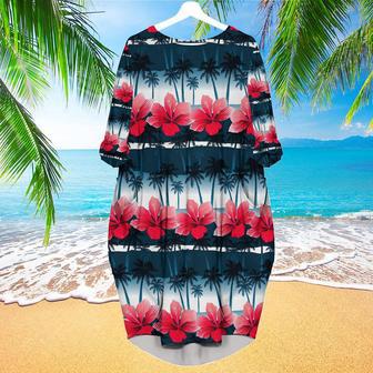 Tropical Hibiscus Flowers Long Sleeve Midi Dress | Newhawaiianshirts UK