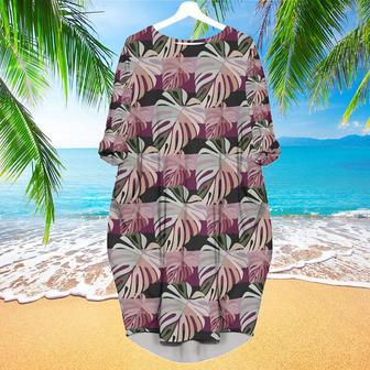 Tropical Leaves Seamless Pattern Long Sleeve Midi Dress | Newhawaiianshirts