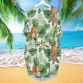 Tropical Pineapple Long Sleeve Midi Dress | Newhawaiianshirts CA