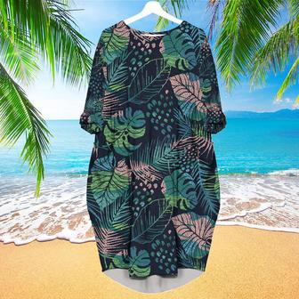 Tropical Plants Seamless Long Sleeve Midi Dress | Newhawaiianshirts AU