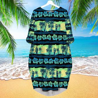 Tropical With Green Sunrise Long Sleeve Midi Dress | Newhawaiianshirts DE