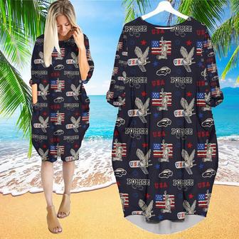 US Police Flag Long Sleeve Midi Dress | Newhawaiianshirts AU