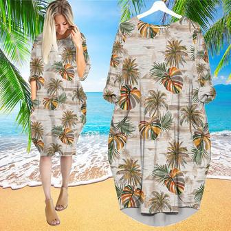 Vintage Palm Leaves Island Long Sleeve Midi Dress | Newhawaiianshirts AU