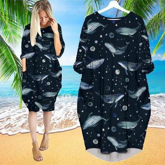 Wales Night Space Sky Stars Long Sleeve Midi Dress | Newhawaiianshirts DE