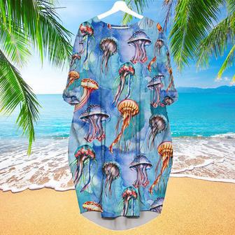 Watercolor Jellyfish Bright Colorful Long Sleeve Midi Dress | Newhawaiianshirts AU