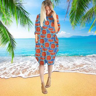 Watermelon Pattern Long Sleeve Midi Dress | Newhawaiianshirts AU