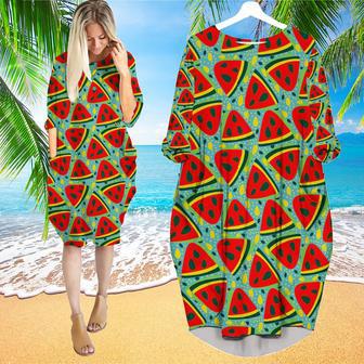 Watermelon Summer Fruit Long Sleeve Midi Dress | Newhawaiianshirts UK