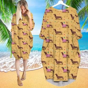 When I Need A Hand I Found Your Dachshund Pattern Long Sleeve Midi Dress | Newhawaiianshirts UK