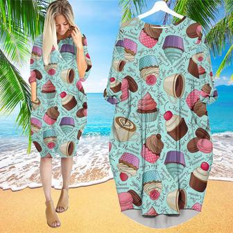 Yummy Colorful Chocolate Cupcakes Long Sleeve Midi Dress | Newhawaiianshirts AU