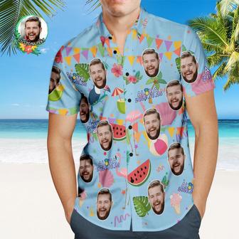 Custom Aloha Birthday Party Hawaiian Shirt Personalized Shirt With Your Face And Birthday Date | Newhawaiianshirts CA