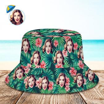 Custom Bucket Hat Face Unisex Fisherman Hat Summer Hat Hawaiian Style Red Flowers | Newhawaiianshirts AU