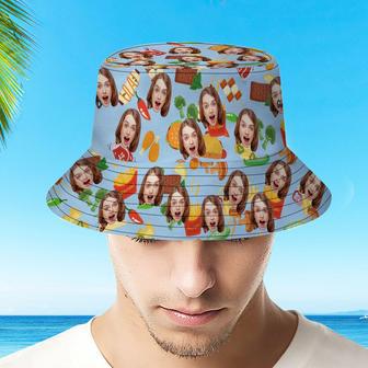 Custom Bucket Hat Personalize Face Food Bucket Hat Summer Wide Brim Fisherman Hat Gifts | Newhawaiianshirts UK