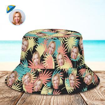 Custom Bucket Hat Personalized Face All Over Print Tropical Flower Print Hawaiian Fisherman Hat - Leaves | Newhawaiianshirts