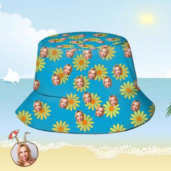 Custom Bucket Hat Personalized Face All Over Print Tropical Flower Print Hawaiian Fisherman Hat - Yellow Flowers | Newhawaiianshirts AU