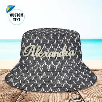 Custom Bucket Hat Unisex Black Fisherman Hat Personalized Your Name | Newhawaiianshirts CA