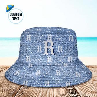 Custom Bucket Hat Unisex Blue Plaid Fisherman Hat Personalized Letter | Newhawaiianshirts CA