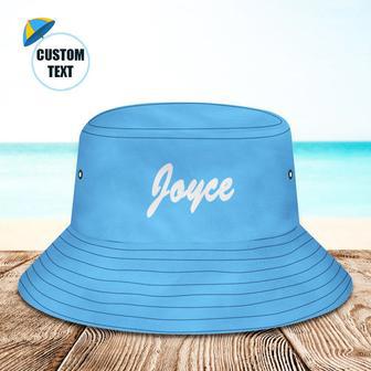 Custom Bucket Hat Unisex Bucket Hat With Text Personalize Wide Brim Outdoor Summer Cap Hiking Beach Sports Hats Gift For Lover Blue | Newhawaiianshirts CA