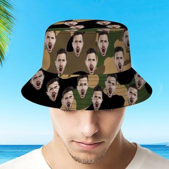 Custom Bucket Hat Unisex Face Bucket Hat Personalize Wide Brim Outdoor Summer Cap Hiking Beach Sports Hats Camouflage Bucket Hat Gift For Lover | Newhawaiianshirts DE