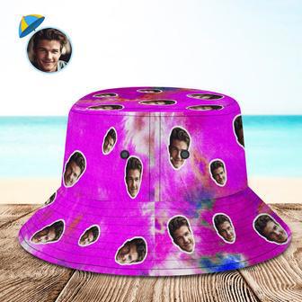 Custom Bucket Hat Unisex Face Bucket Hat Personalized Wide Brim Outdoor Summer Cap Hiking Beach Sports Hats Tie Dye - Violet | Newhawaiianshirts AU