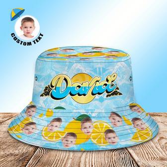 Custom Bucket Hat Unisex Face Bucket Hats Personalized Photo And Name Summer Blue Hats | Newhawaiianshirts AU