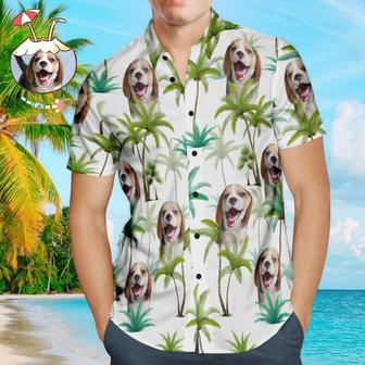 Custom Dag Face Men's Hawaiian Shirts With Coconut Tree For Pet Lover | Newhawaiianshirts