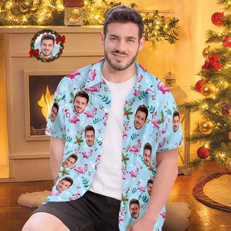 Custom Face All Over Print Men's Hawaiian Shirt Christmas Flamingo Seamless Pattern Hawaiian Shirt | Newhawaiianshirts AU