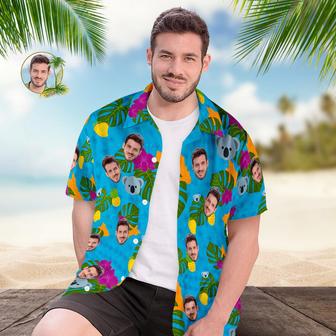 Custom Face All Over Print Men's Hawaiian Shirt Cute Koala And Leaves Gift For Him | Newhawaiianshirts UK