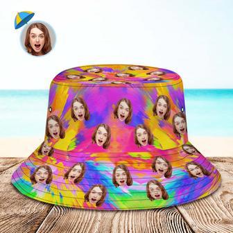 Custom Face Bucket Hat Unisex Personalized Wide Brim Outdoor Summer Cap Hiking Beach Sports Hats Colorful Abstract Texture | Newhawaiianshirts