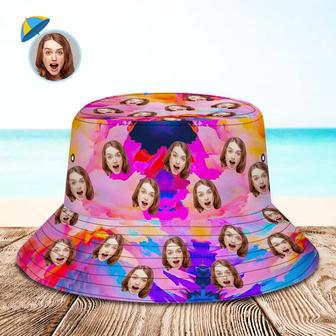 Custom Face Bucket Hat Unisex Personalized Wide Brim Outdoor Summer Hats Pink Abstract Texture | Newhawaiianshirts AU