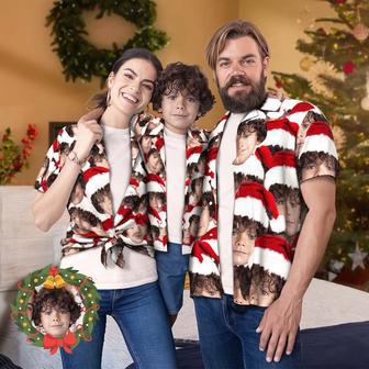 Custom Face Family Matching Hawaiian Outfit Christmas Pool Party Parent-Child Wears - Santa Face Mash | Newhawaiianshirts