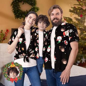 Custom Face Family Matching Hawaiian Outfit Christmas Pool Party Parent-Child Wears - Snowman Skiing Candy Cane Holiday Gifts | Newhawaiianshirts DE