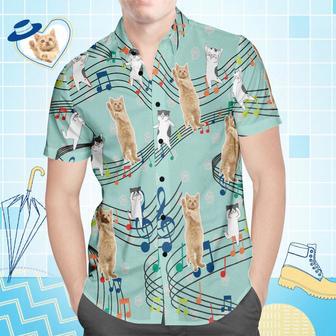 Custom Face Hawaiian Shirt All Over Print Men's Shirt Cat Playing Piano | Newhawaiianshirts AU