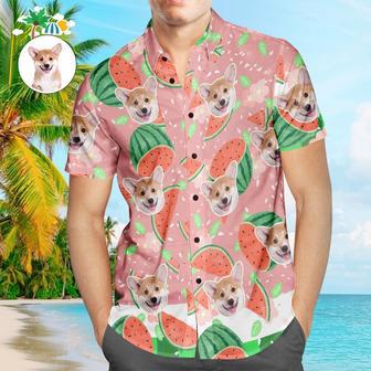 Custom Face Hawaiian Shirt Cartoon Watermelon Men's Popular All Over Print Hawaiian Beach Shirt Holiday Gift | Newhawaiianshirts