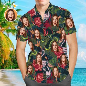 Custom Face Hawaiian Shirt Colorful Flowers Aloha Beach Shirt Gift For Men | Newhawaiianshirts CA