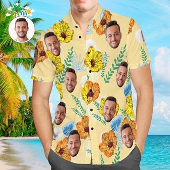 Custom Face Hawaiian Shirt Floral Print Tropical Style Shirt Gift For Men | Newhawaiianshirts AU