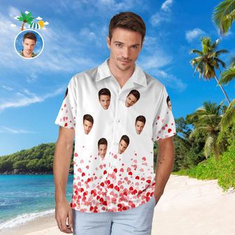 Custom Face Hawaiian Shirt For Him Personalized Men's Photo Shirt Love Heart Valentine's Day Gift | Newhawaiianshirts DE