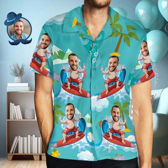 Custom Face Hawaiian Shirt For Man Aloha Summer Shirt Happy Surfing Father's Day Gift | Newhawaiianshirts AU