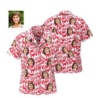 Custom Face Hawaiian Shirt For Men All Over Printed Love Shirt Valentine's Day Gifts For Him | Newhawaiianshirts CA