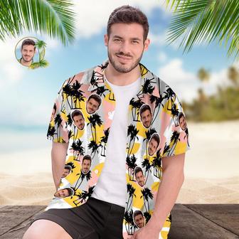 Custom Face Hawaiian Shirt For Men Personalized Short Sleeves Shirt With Photo Random Palm Tree Print Shirt | Newhawaiianshirts AU