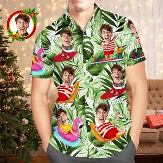 Custom Face Hawaiian Shirt Funny Tropical Aloha Beach Xmas Santa Claus Men's Christmas Shirts | Newhawaiianshirts DE