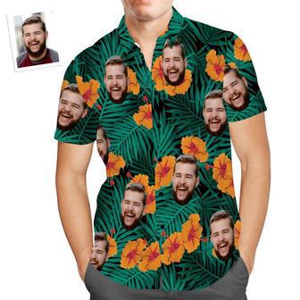 Custom Face Hawaiian Shirt Hibiscus Flower Funny Beach Shirt Gift For Men | Newhawaiianshirts AU