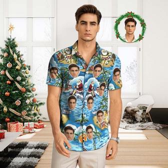 Custom Face Hawaiian Shirt Men's All Over Print Aloha Shirt Christmas Gift - Santa's Vacation | Newhawaiianshirts AU